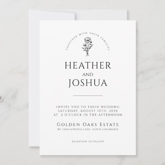 Boho Photo Wedding Invite | Modern minimalist Kaart (Voorkant)