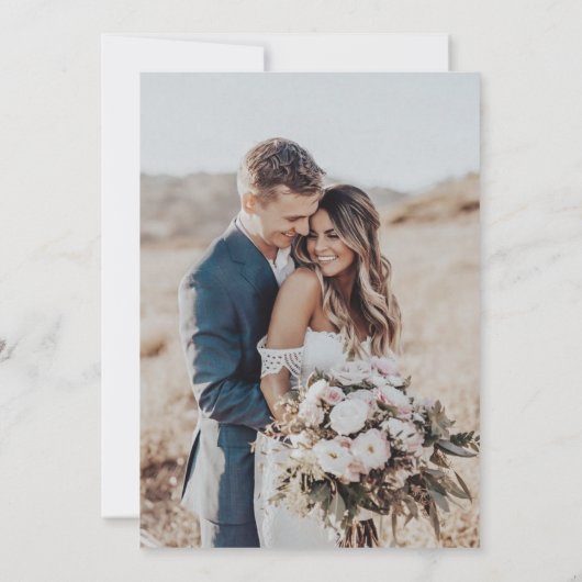 Boho Photo Wedding Invite | Modern minimalist Kaart (Achterkant)