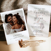 Boho Photo Wedding Invite | Modern minimalist Kaart