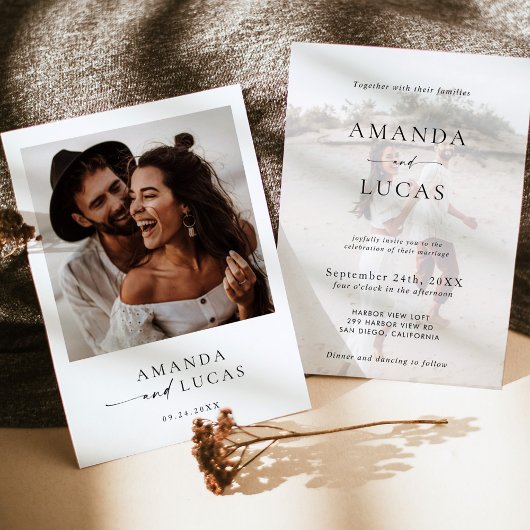 Boho Photo Wedding Invite | Modern minimalist Kaart