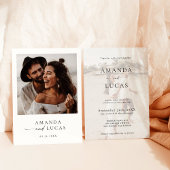 Boho Photo Wedding Invite | Modern minimalist Kaart