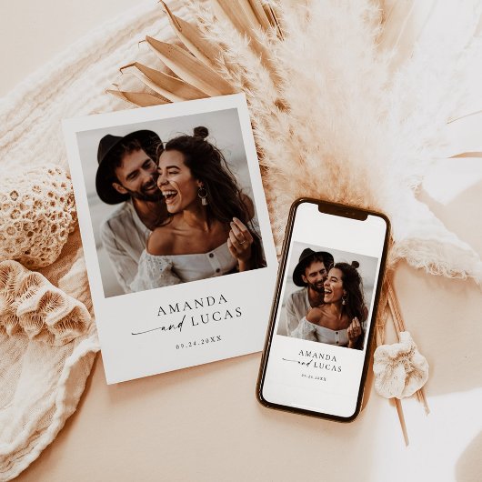 Boho Photo Wedding Invite | Modern minimalist Kaart