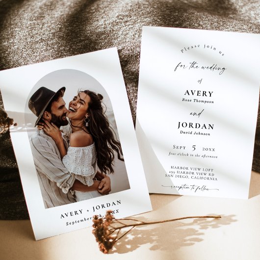 Boho Photo Wedding Invite | Modern minimalist Kaart