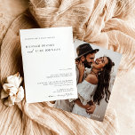 Boho Photo Wedding Invite, Modern minimalist Kaart<br><div class="desc">Deze mooie huwelijksuitnodiging is voorzien van een schoon minimalistisch ontwerp met accenten van moderne kalligrafie en is perfect om een foto van u en uw toekomstige echtgenoot te uploaden! Bewerk de meeste formuleringen eenvoudig om aan te passen aan uw gebeurtenis! Tekst- en achtergrondkleuren zijn volledig bewerkbaar —> Klik op de...</div>