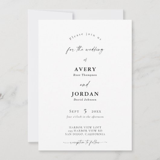 Boho Photo Wedding Invite, Modern minimalist Uitno Kaart (Voorkant)