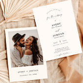 Boho Photo Wedding Invite, Modern minimalist Uitno Kaart
