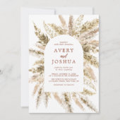 Boho Photo Wedding Invite Terracotta Pampas Grass Kaart (Voorkant)