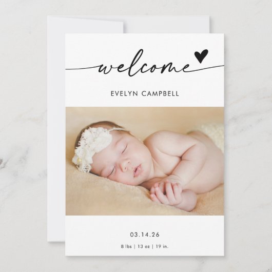  Boho Photo Welcome Baby Announcement Card Kaart (Voorkant)