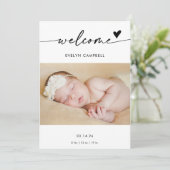  Boho Photo Welcome Baby Announcement Card Kaart (Staand voorkant)