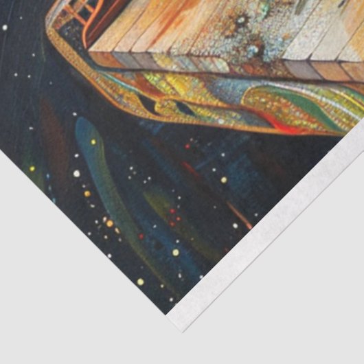 Boho Piano Schilderij Decoupage Tissuepapier (Detail)