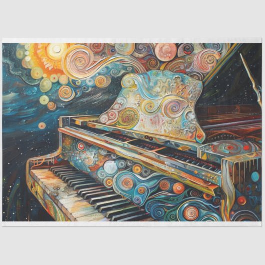 Boho Piano Schilderij Decoupage Tissuepapier (Voorkant)