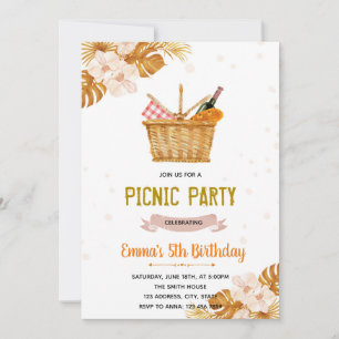 Boho picknick theepartij verjaardagsuitnodiging kaart
