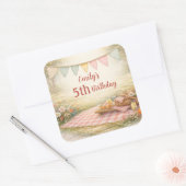 Boho Picknickfeest Buiten Verjaardagssticker Vierkante Sticker (Envelop)