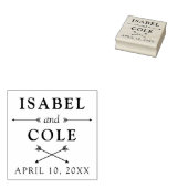 Boho pijlen paar namen met bruiloft datum rubberstempel (Gestempeld)