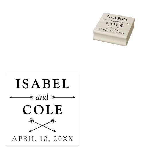 Boho pijlen paar namen met bruiloft datum rubberstempel (Gestempeld)