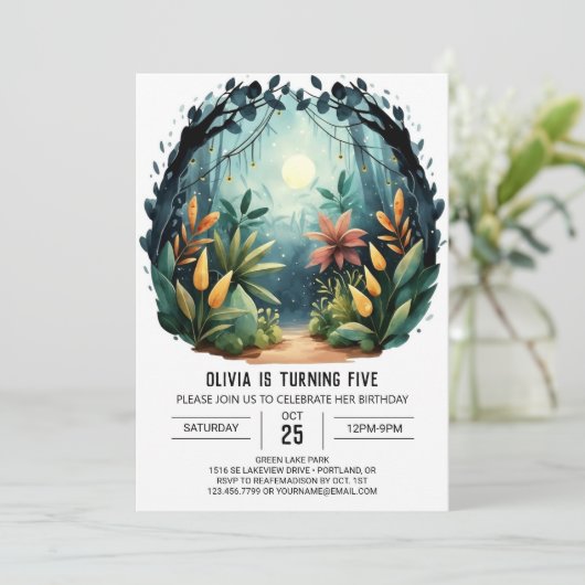 Boho Pine Adventure Woodland Verjaardag Kaart (Staand voorkant)