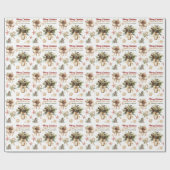 Boho Pine Cone Evergreen Bouquet Christmas Cadeaupapier (Vlak)