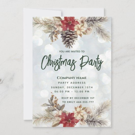 Boho Pine kegel tak Kerstmis feest corporate Kaart (Voorkant)