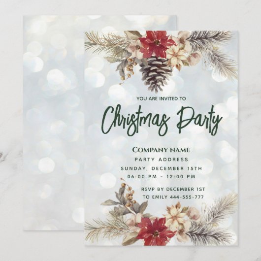 Boho Pine kegel tak Kerstmis feest corporate Kaart (Voorkant / Achterkant)