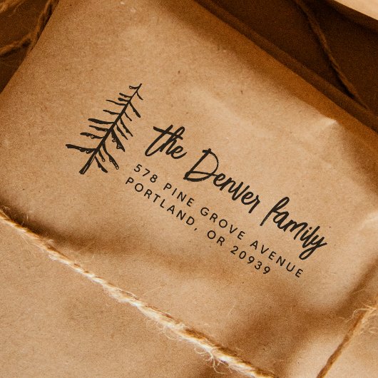 Boho Pine Tree Return Address Stempel
