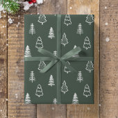 Boho Pine Trees Modern Christmas Minimalist Forest Cadeaupapier