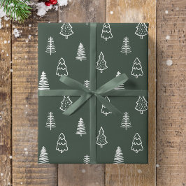 Boho Pine Trees Modern Christmas Minimalist Forest Cadeaupapier