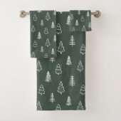 Boho Pine Trees Modern Winter Forest Dark Green Bad Handdoek (Insitu)