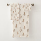 Boho Pine Trees Modern Winter Forest Neutral Beige Bad Handdoek (Insitu)