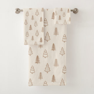 Boho Pine Trees Modern Winter Forest Neutral Beige Bad Handdoek