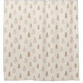 Boho Pine Trees Modern Winter Forest Neutral Beige Douchegordijn (Voorkant)
