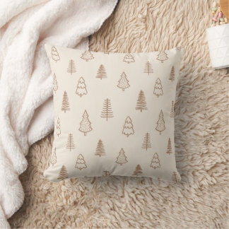 Boho Pine Trees Modern Winter Forest Neutral Beige Kussen