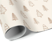 Boho Pine Trees Neutral Winter Minimalist Forest Cadeaupapier (Rol Hoek)