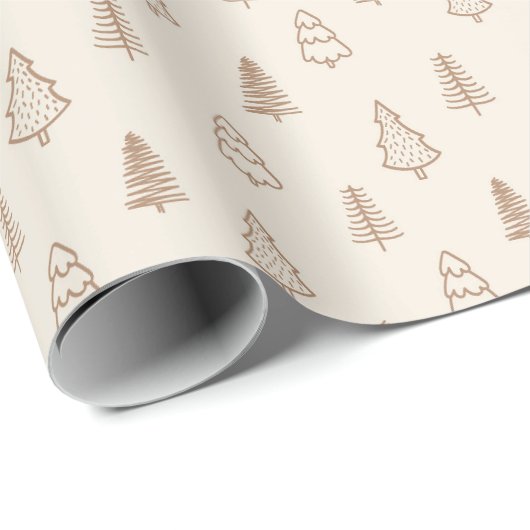 Boho Pine Trees Neutral Winter Minimalist Forest Cadeaupapier (Rol Hoek)