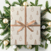 Boho Pine Trees Neutral Winter Minimalist Forest Cadeaupapier