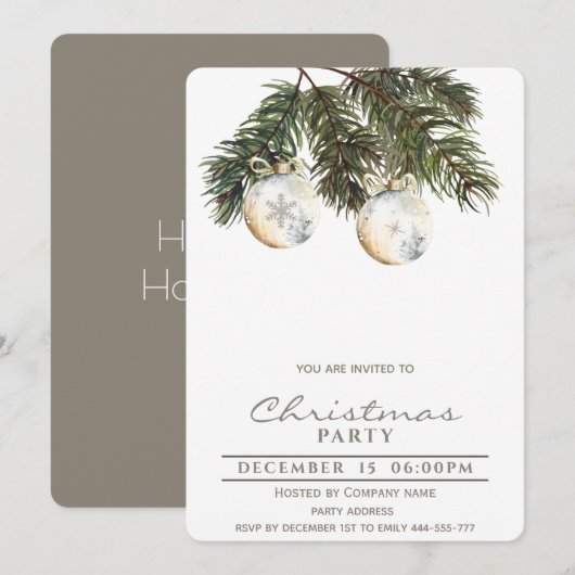 Boho pine waterverf Kerstballen Vakantie Kaart (Voorkant / Achterkant)