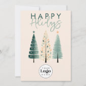 Boho Pines Custom Logo Holiday Business Thank You Feestdagenkaart (Voorkant)