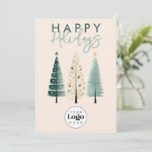 Boho Pines Custom Logo Holiday Business Thank You Feestdagenkaart (Staand voorkant)