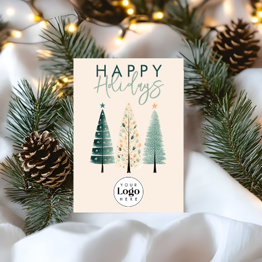 Boho Pines Custom Logo Holiday Business Thank You Feestdagenkaart