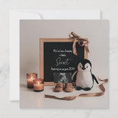 Boho pinguïn knuffel zwangerschapsaankondiging kaart (Voorkant)