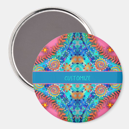 Boho Pink Abstracte gepersonaliseerde inspirativit Magneet (Voorkant / Achterkant)