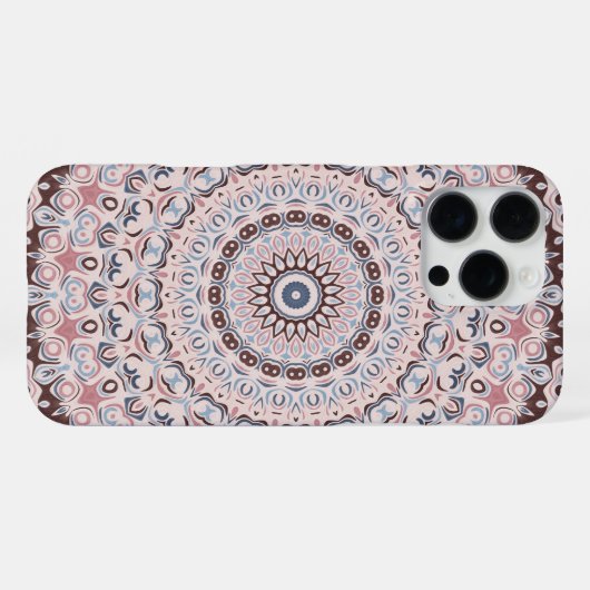Boho Pink and Blue Mandala Pattern iPhone Hoesje (Achterkant horizontaal)