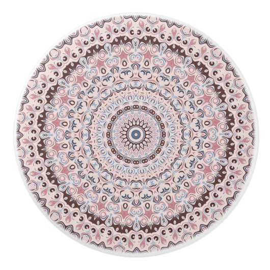 Boho Pink and Blue Mandala Pattern Keramische Knop (Voorkant)