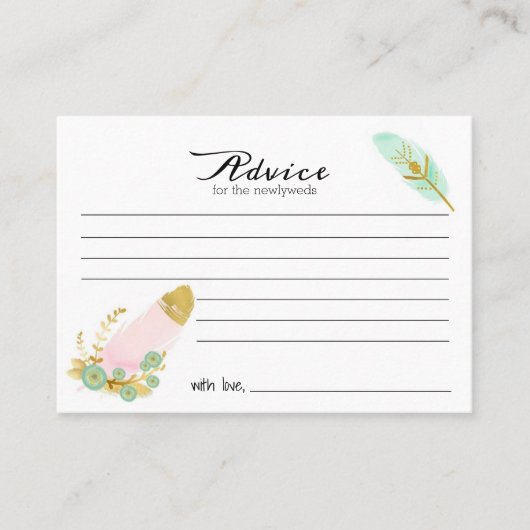 Boho Pink and Gold Feathers Advice Kaart Plaatskaartje (Voorkant)