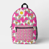 Boho Pink and Yellow Girly Backpack Bedrukte Rugzak (Voorkant)