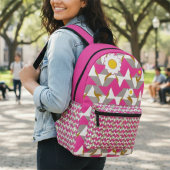 Boho Pink and Yellow Girly Backpack Bedrukte Rugzak