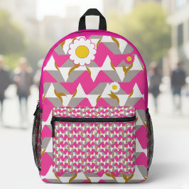 Boho Pink and Yellow Girly Backpack Bedrukte Rugzak