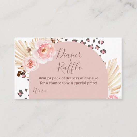Boho Pink Animals Oerwoud Diaper Raffle Informatiekaartje (Voorkant)