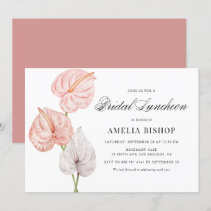 Boho Pink Anthuriums Tropische Bridal Luncheon Kaart