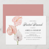 Boho Pink Anthuriums Tropische Floral Bridal Brunc Kaart (Voorkant / Achterkant)