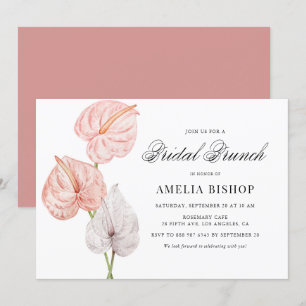 Boho Pink Anthuriums Tropische Floral Bridal Brunc Kaart